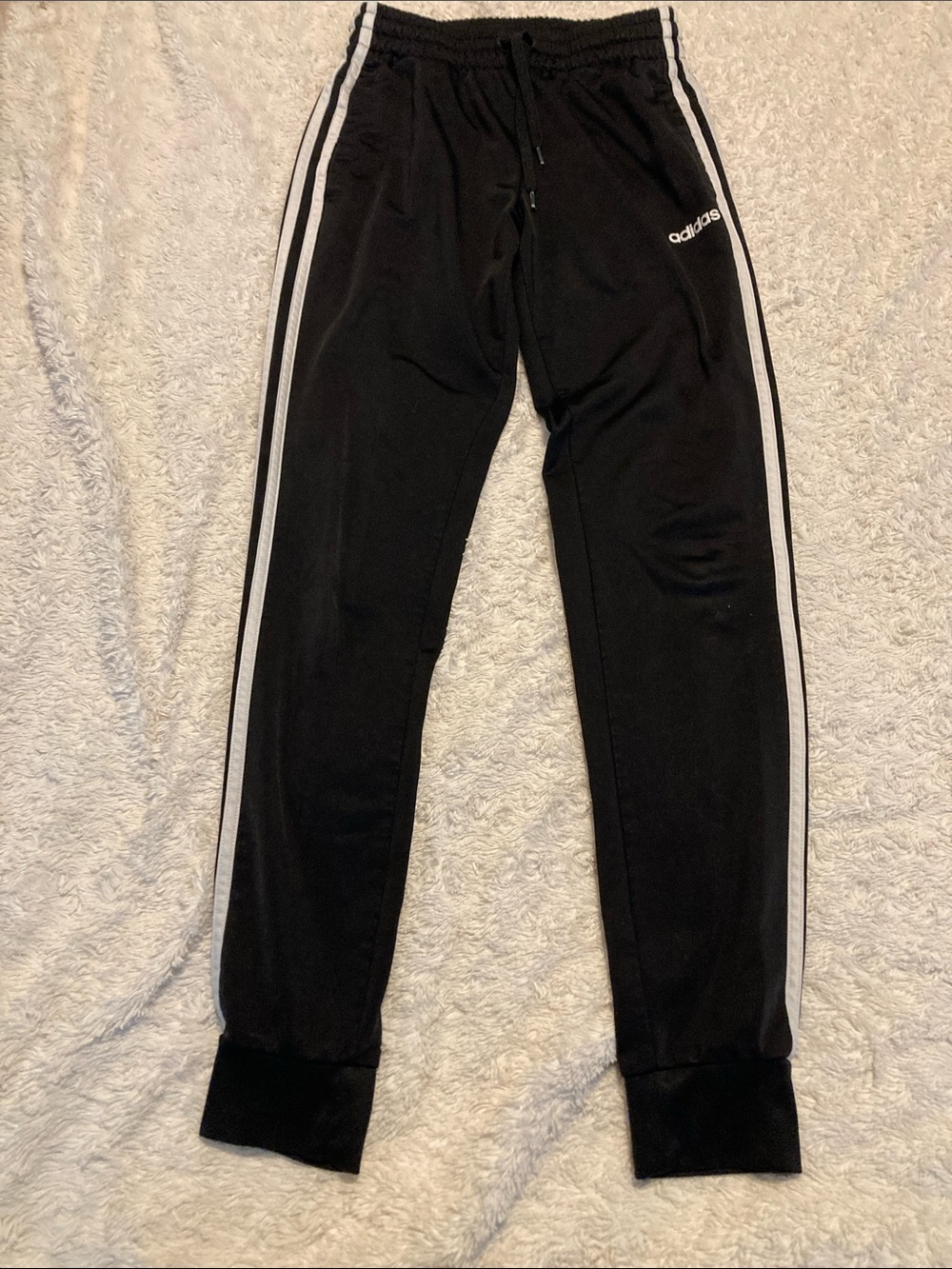 Adidas Black Jogger Pants with White Side Stripes